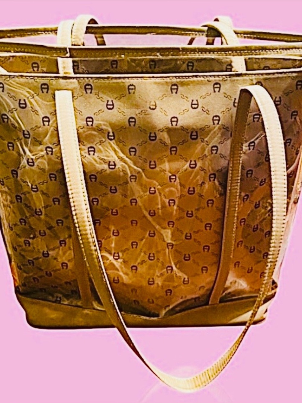 Beige Monogram  2 in one tote bag.
